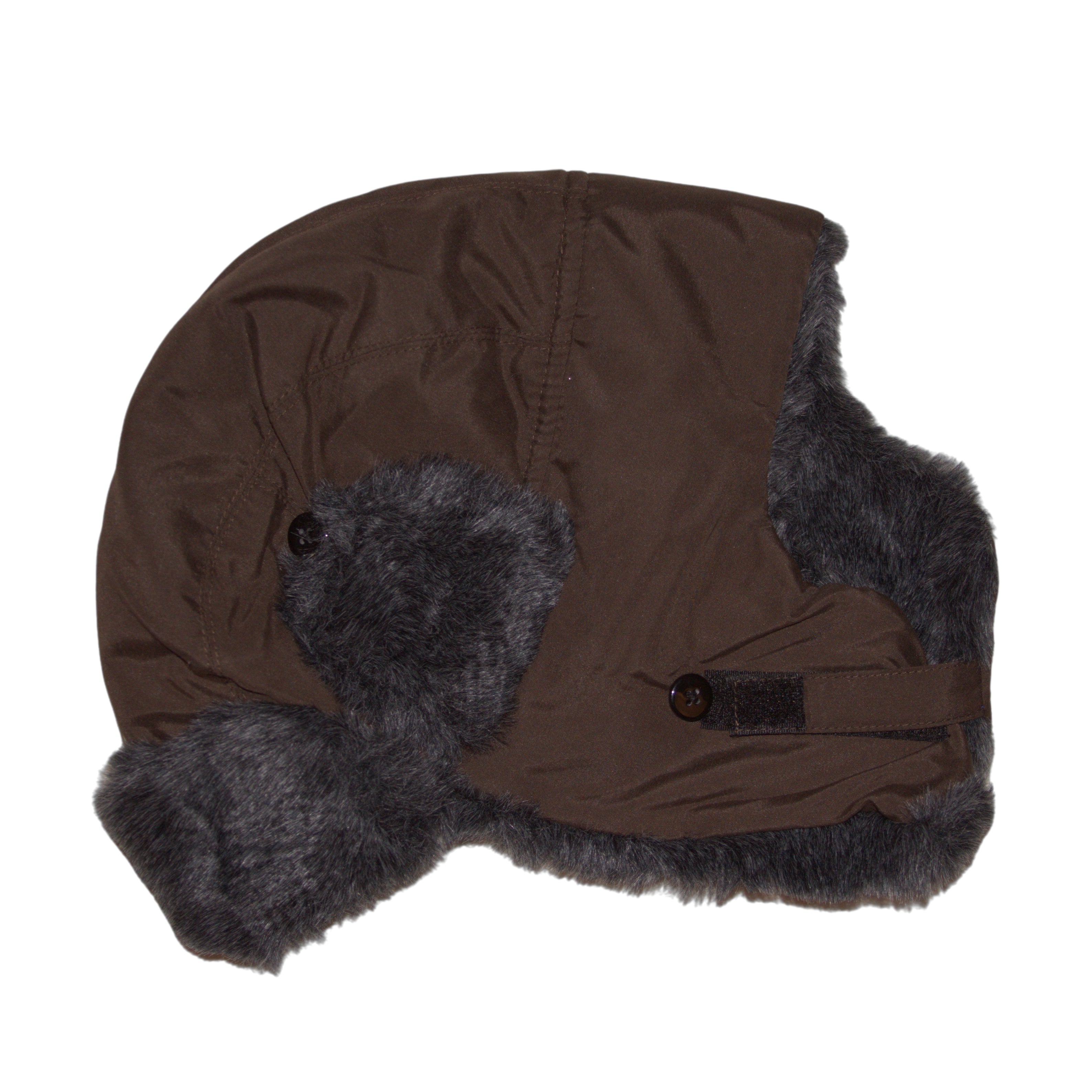 Brown Dark Gray Faux Fur Winter Hat