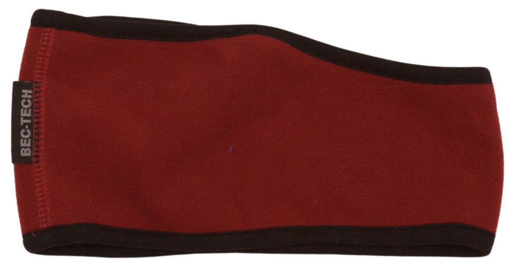 darkish red bec-tech fleece headband with blackish red outline