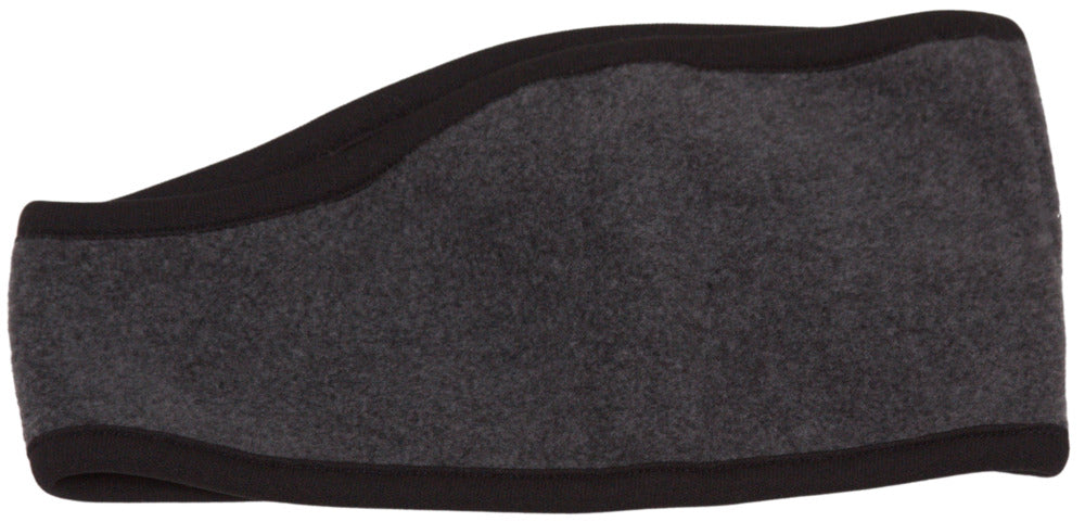 gray fleece headband with black rim