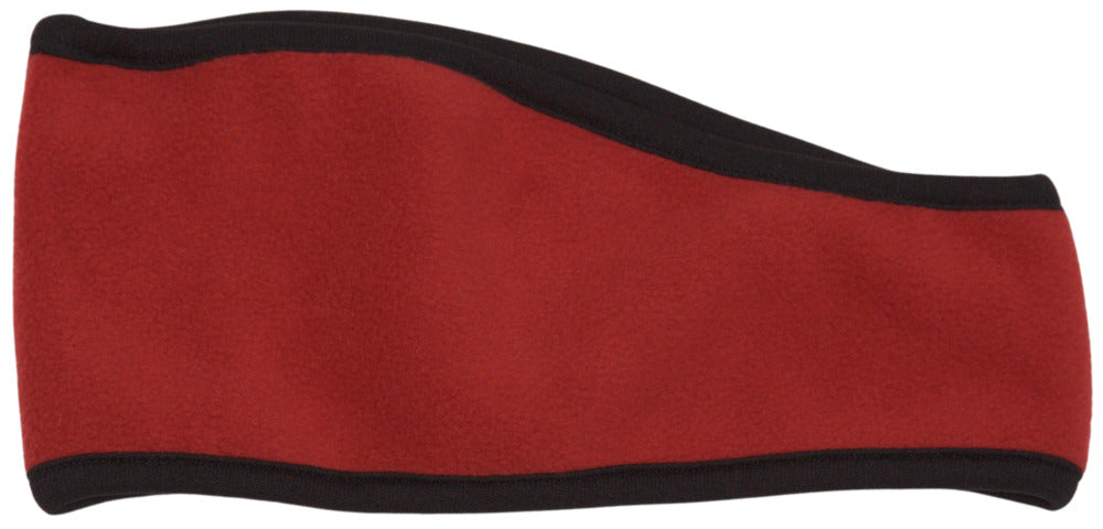 red fleece headband with black rim